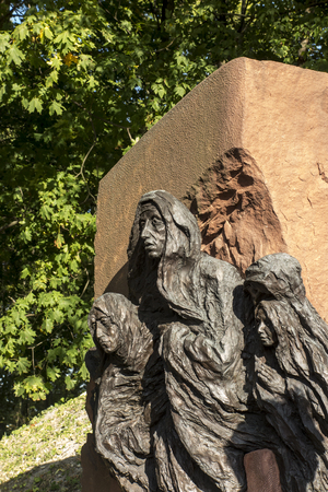 Chelm, Poland, 14 September 2019: Calvary around the Basilica of the Blessed Virgin Mary in Chelm, sculpture by Jacek Kicinski - fragment station 8, Jesus meets the women of Jerusalem. Shrine of Our Ladyのeditorial素材