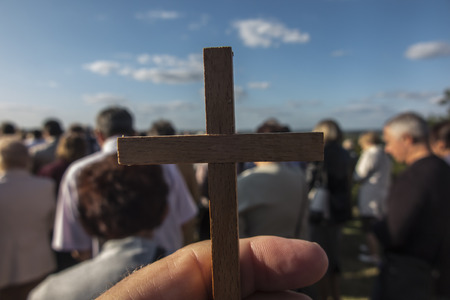 Chelm, Poland, September 14, 2019: Prayer meeting and Way of the Cross at the Sanctuary of the...