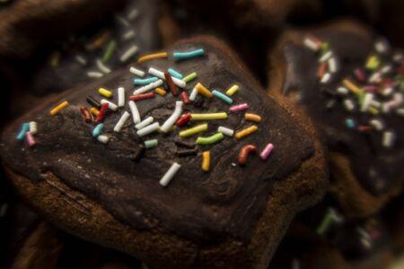 gingerbreads arranged after covering with glaze and decorated
