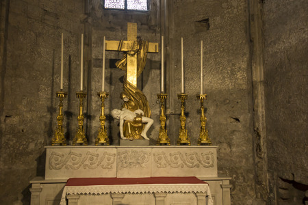Avignon, France, June 26, 2019: Fragment of the interior of the Avignon Cathedral (Cathedral of Our Lady of Doms) in Avignon, France.のeditorial素材