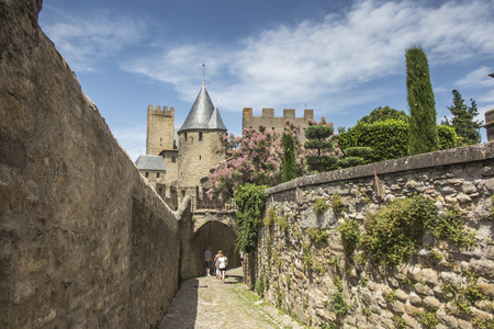 Carcasson fortificated castle is a UNESCO world heritage site, Franceのeditorial素材