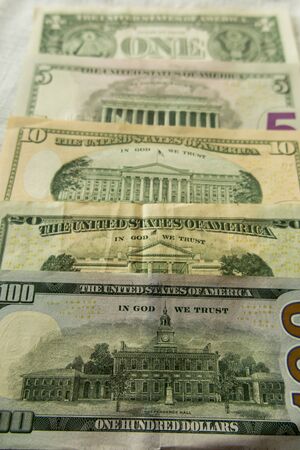In God we trust - an inscription on American banknotes of various denominationsの写真素材
