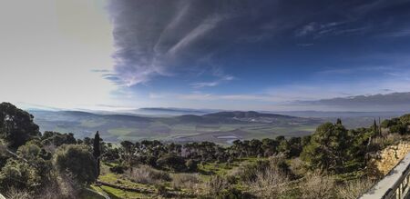 view of the surrounding area from Mount Tabor, that is from the Transfiguration of the Lord in Israelの写真素材