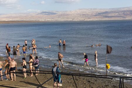Dead Sea, Israel, january 31, 2020: Dead Sea coast with beach in Israelのeditorial素材
