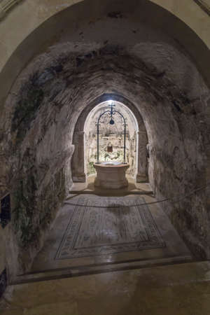 Ein Kerem, Jerusalem January 28 2020: Interior of the Church of the Visitation on the site of the house of the cousinen of the Virgin Mary, Elisabeth at Ein Karen in Israelのeditorial素材