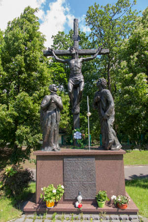 Czestochowa, Poland, June 23, 2020: The mystery of the Holy Rosary around Jasna Gora. Painful secrets, "Crucifixion". Design and performance artist from Zakopane Tomasz Ross.のeditorial素材