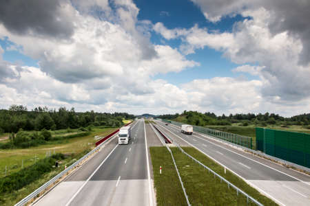 The A1 motorway in the Czestochowa and Konopiska regions in Polandの写真素材