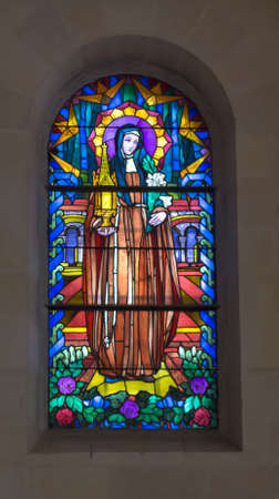 Nazareth, Israel. January 26, 2020: Stained glass window. Church of St. Joseph in Nazareth, Israelのeditorial素材
