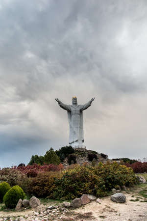 The largest figure of Christ the King in the world located in Swiebodzin in Polandのeditorial素材