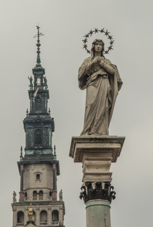 The national sanctuary of Poland, the monastery of Our Lady of Czestochowa at Jasna Gora in may 2020.の写真素材