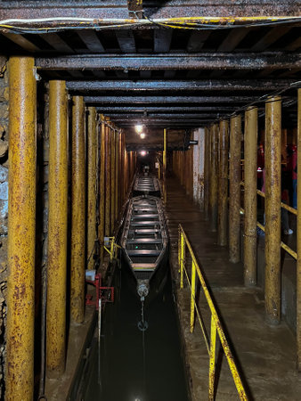 Tarnowskie Gory, Poland, August 7, 2023: Underground of the historic silver mine in Tarnowskie Gory,...