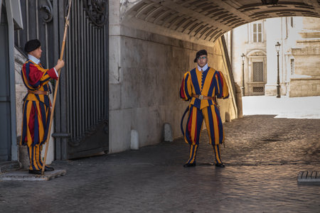 Rome, Italy, September 24, 2023: Swiss Guard, an infantry military formation that serves as the...
