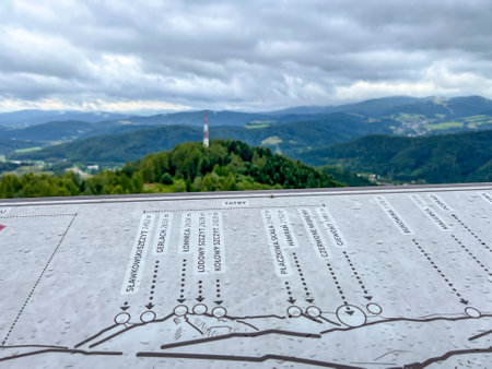 View of Muszyna, in Poland from the lookout tower on the Malnik mountain.の写真素材
