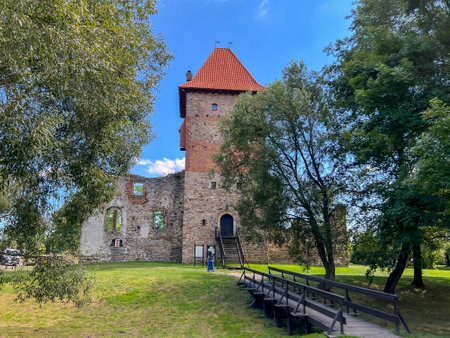 Ruins of the castle in ChudÃ³w in Poland.の写真素材