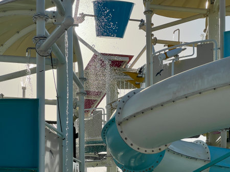 Swimming pool, Water park in Kissonerga, Paphos district in Cyprus.
