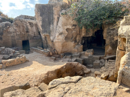 The Ancient Archaeological Site of Paphos, Cyprus, on the Mediterranean Sea.の写真素材