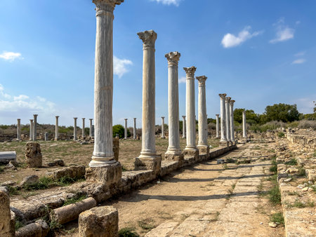 Salamis - an ancient city and port located in Cyprus, in the 7th century BC the main city of the island. Currently in the Turkish part of the island, near Famagusta (Tur. GazimaÄusa).の写真素材