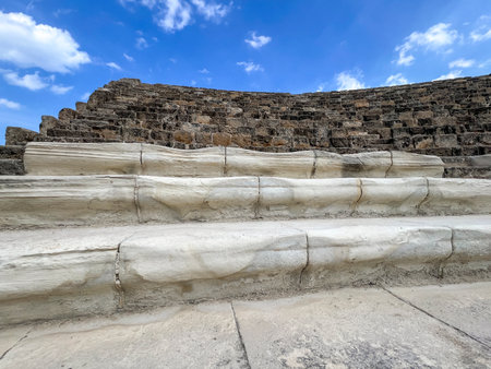 Salamis, Salamis - an ancient city and port located in Cyprus, in the Turkish part of the island, near Famagusta. Fragment of the ruins of a very old amphitheater.の写真素材