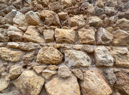 A fragment of the ancient wall as a background. The wall of Salamis - an ancient city and port...