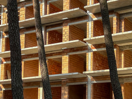 Construction of apartments on the Baltic Sea in Mrzezyno in Poland.