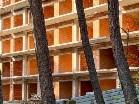 Construction of apartments on the Baltic Sea in Mrzezyno in Poland.の写真素材