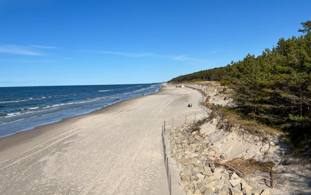 Empty Baltic beaches in May are perfect for walking. The area around Mrzezyno.の写真素材