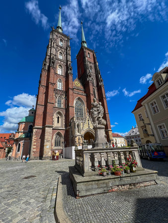 Cathedral of St. John the Baptist on Ostrow Tumski in Wroclaw, Poland.の写真素材