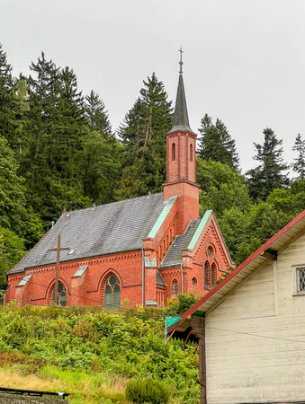 Church of the Sacred Heart of Jesus in Duszniki-Zdroj, Poland.の写真素材