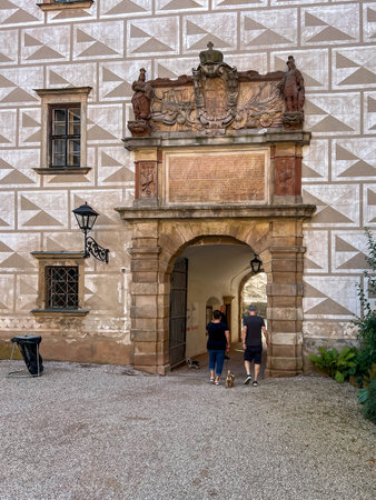 Nachod, Czech Republic, September 5, 2025: Entrance gate to Nachod Castle in the Czech Republic.のeditorial素材