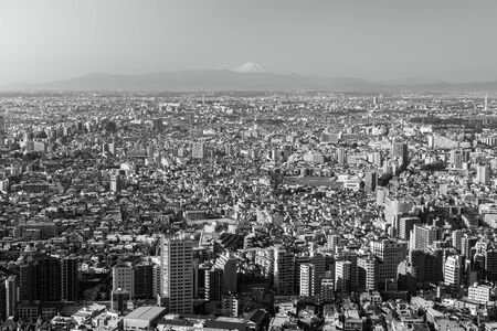 Mountain Fuji with cityscape of Tokyo and skylines. Taken from Tokyo metropolitan government building. Japan travel landmark.の写真素材