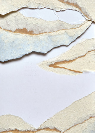 Torn Paper Collage Style, Ripped Paper Effect, Texture Abstract Background, Copy Space for Text.の写真素材
