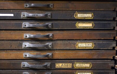 Wood Type in Drawerの写真素材