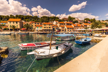 Boats in Solta island, Croatiaのeditorial素材