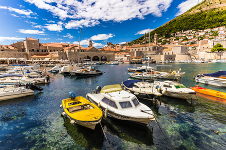 Boats in the docks of Dubrovnik, Croatiaのeditorial素材