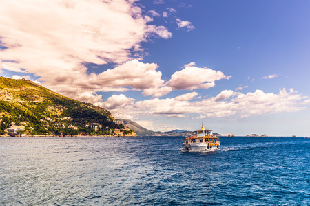 Boat in the harbor of Dubrovnik, Croatiaのeditorial素材