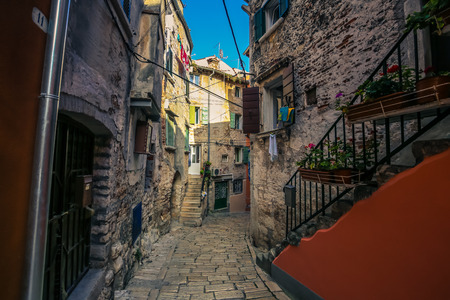 Streets in the old town of Rovinj, Croatiaのeditorial素材