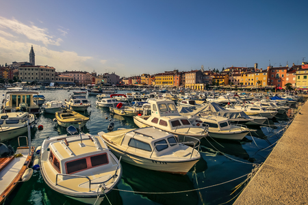 Harbor of Rovinj, Croatiaのeditorial素材