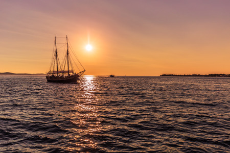 Boat by the coast of Zadar, Croatiaのeditorial素材