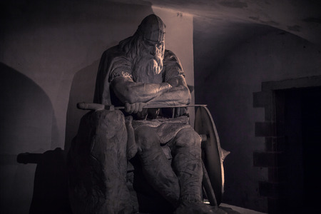 December 03, 2016: Statue of Holger Danske inside Kronborg castle, Denmark