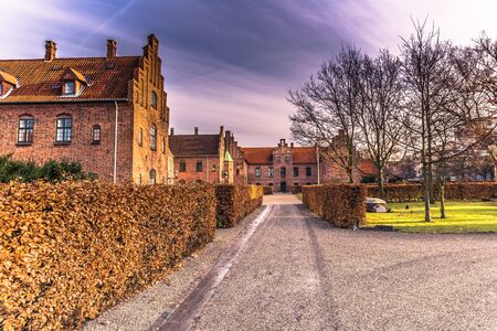December 04, 2016: Red brick houses of Roskilde, Denmark