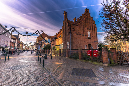 December 04, 2016: Street in the old town of Roskilde, Denmark