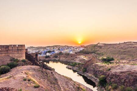 Sunset in Jodhpur, Indiaの写真素材