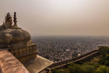 November 04, 2014: Panorama of Jaipur city from the Amber Fort, Indiaのeditorial素材