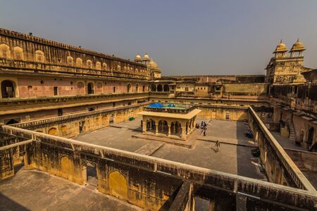 November 04, 2014: Courtyard of the Amber Fort in Jaipur, Indiaのeditorial素材