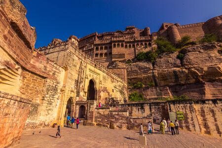 November 05, 2014: Entrance to the Mehrangarh fort in Jodhpur, Indiaのeditorial素材