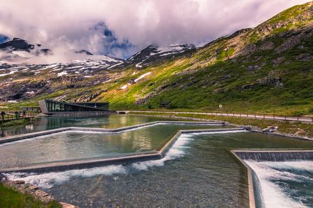 July 25, 2015: Visitors center of the Trollstigen road, Norwayのeditorial素材