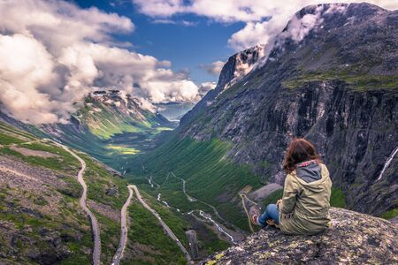 July 25, 2015: Traveller at the Trollstigen road, Norwayのeditorial素材