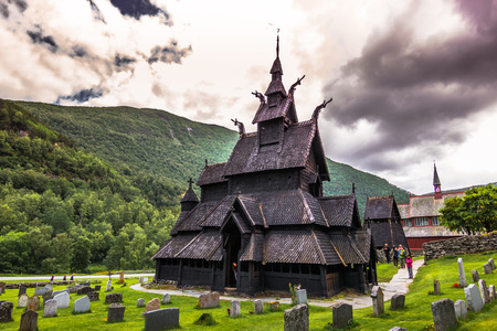 July 23, 2015: The stave church of Borgund in Laerdal, Norwayのeditorial素材