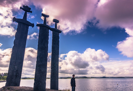 July 20, 2015: Sverd I Fjell Viking Monument near Stavanger, Norwayのeditorial素材