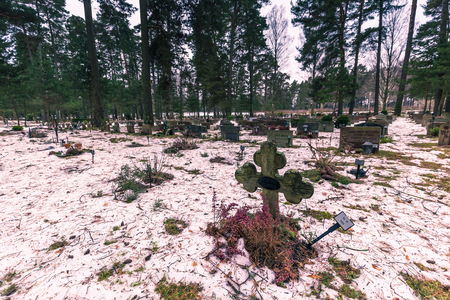 January 22, 2017: Panorama of Skogskyrkogarden graveyard in Stockholm, Swedenのeditorial素材